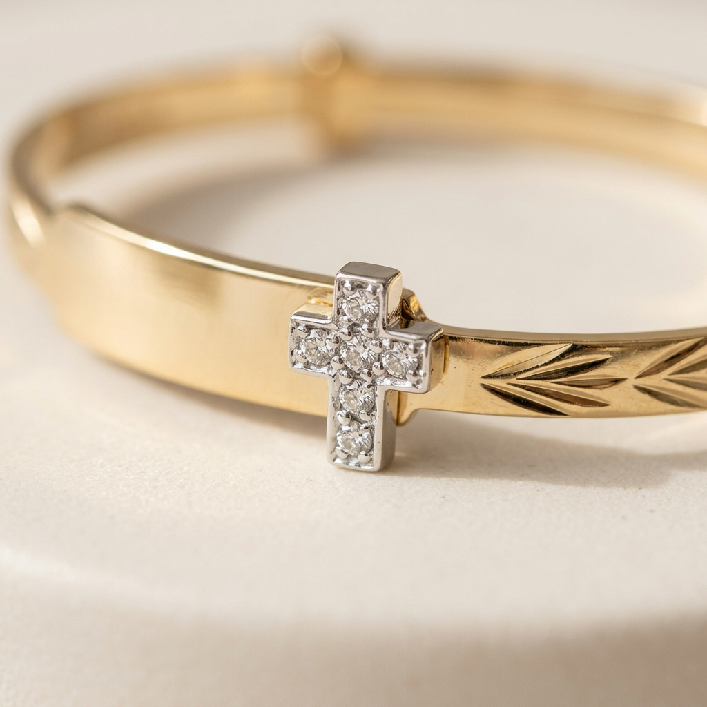 Baby ID Bangle with Cross Charm