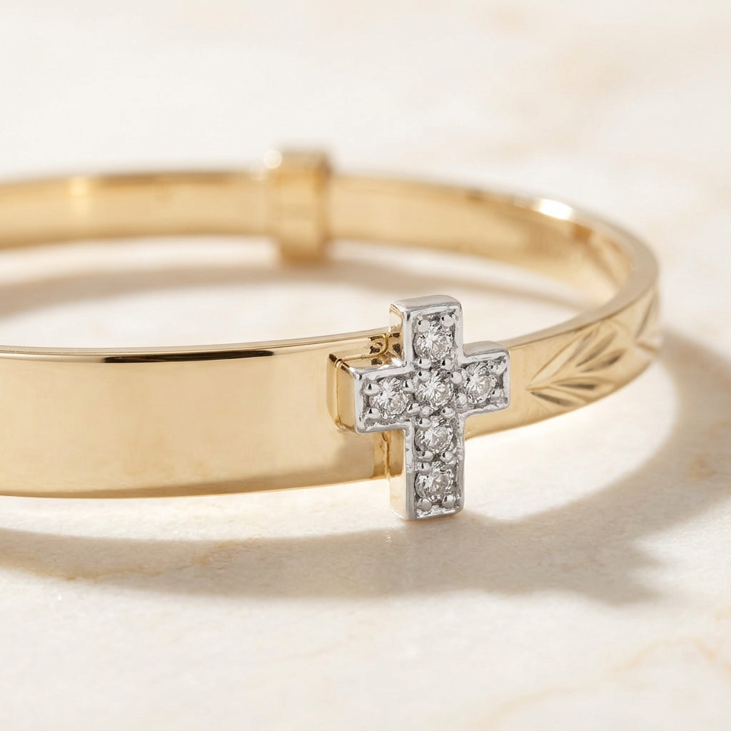 Baby ID Bangle with Cross Charm