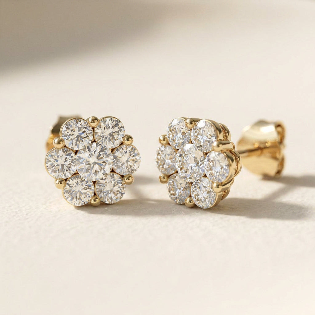 Lab Grown Daisy Stud Earrings