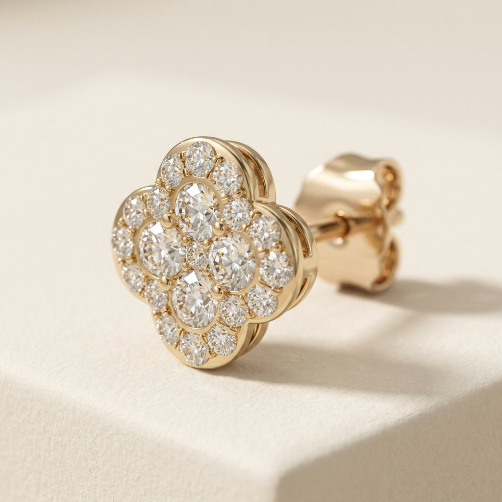 Large Blossom Style Stud Earrings