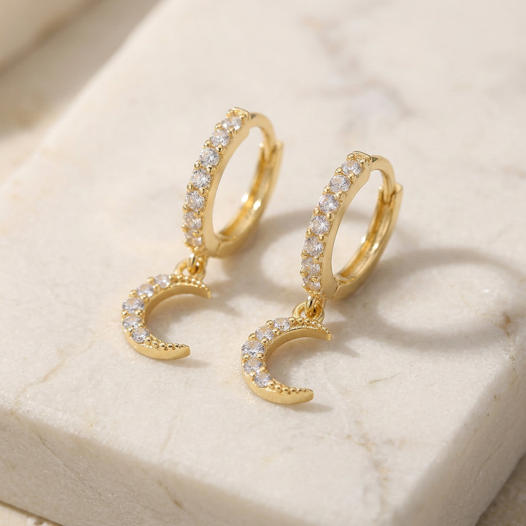 CZ Moon Drop Earring