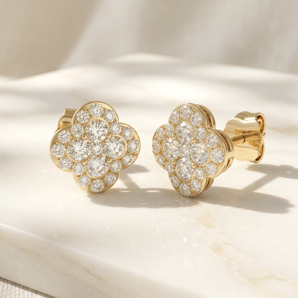 Large Blossom Style Stud Earrings