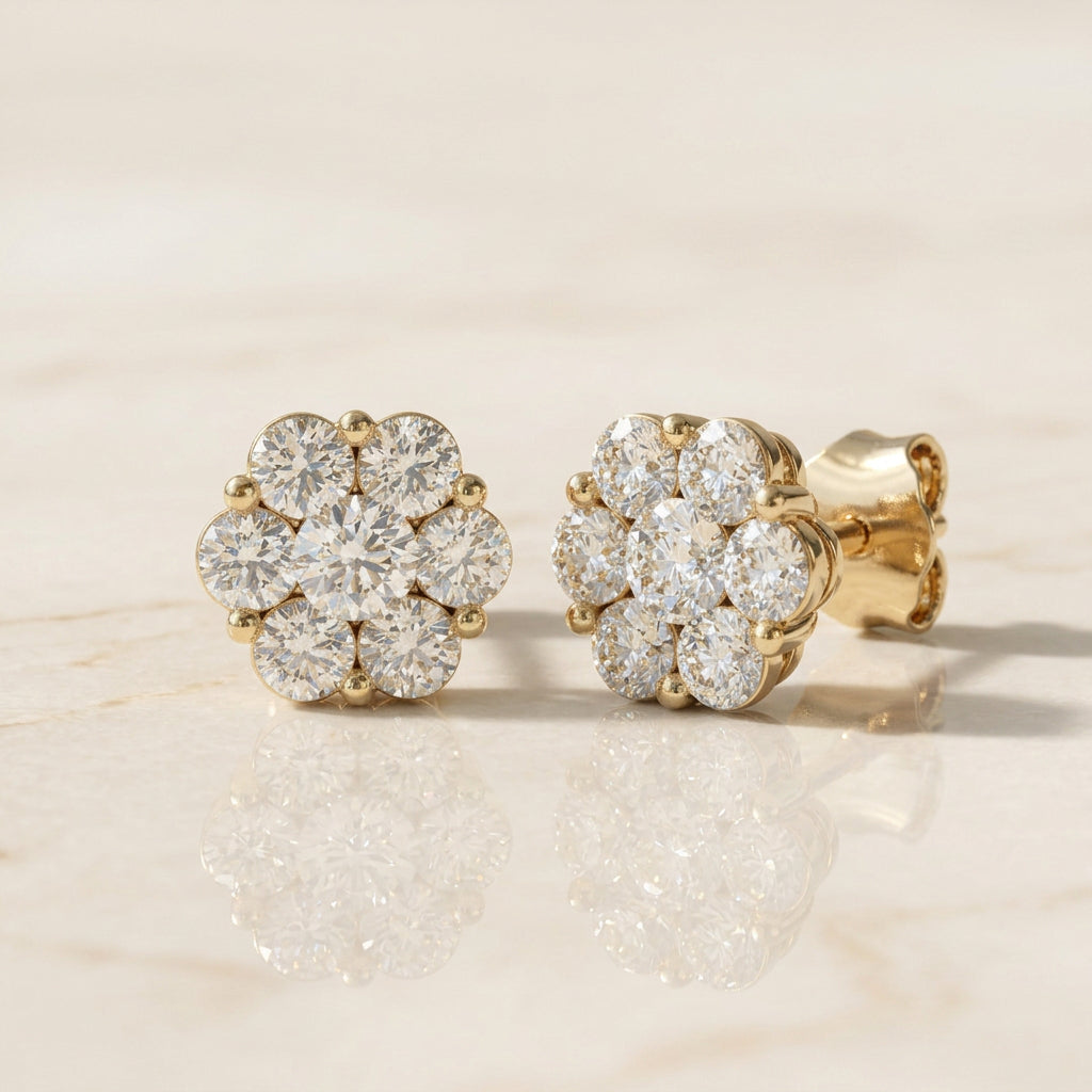 Lab Grown Daisy Stud Earrings