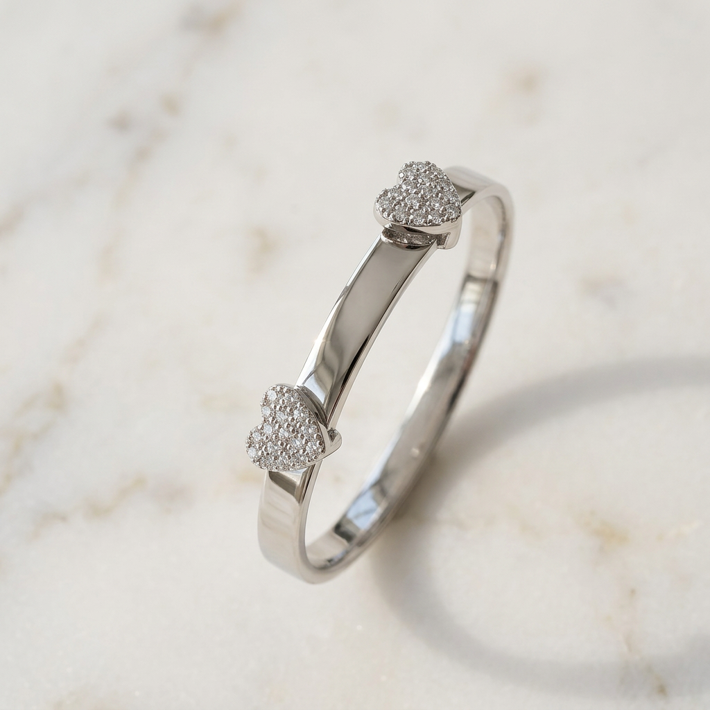 Baby Bangle Double Heart