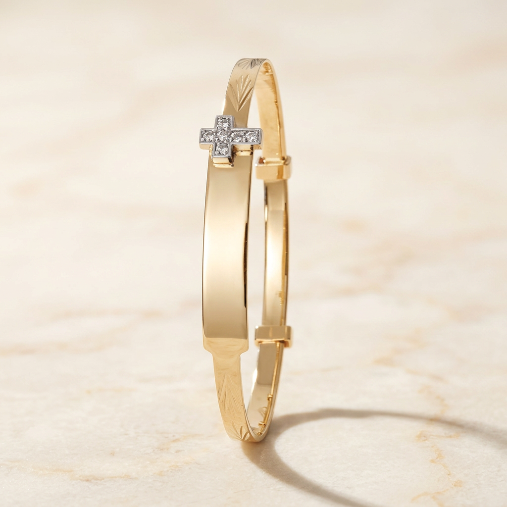 Baby ID Bangle with Cross Charm
