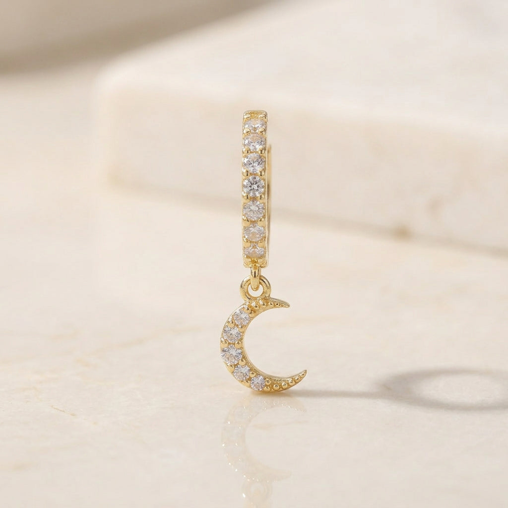 CZ Moon Drop Earring