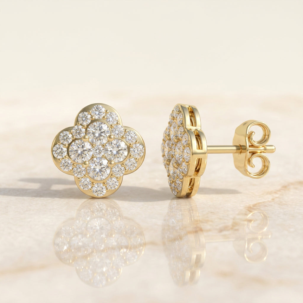 Large Blossom Style Stud Earrings