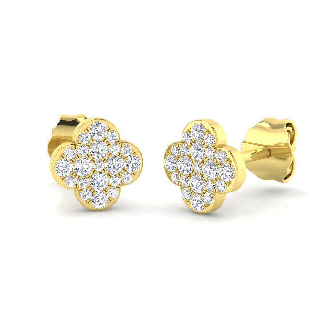 Small Blossom Style Stud Earrings Yellow Gold