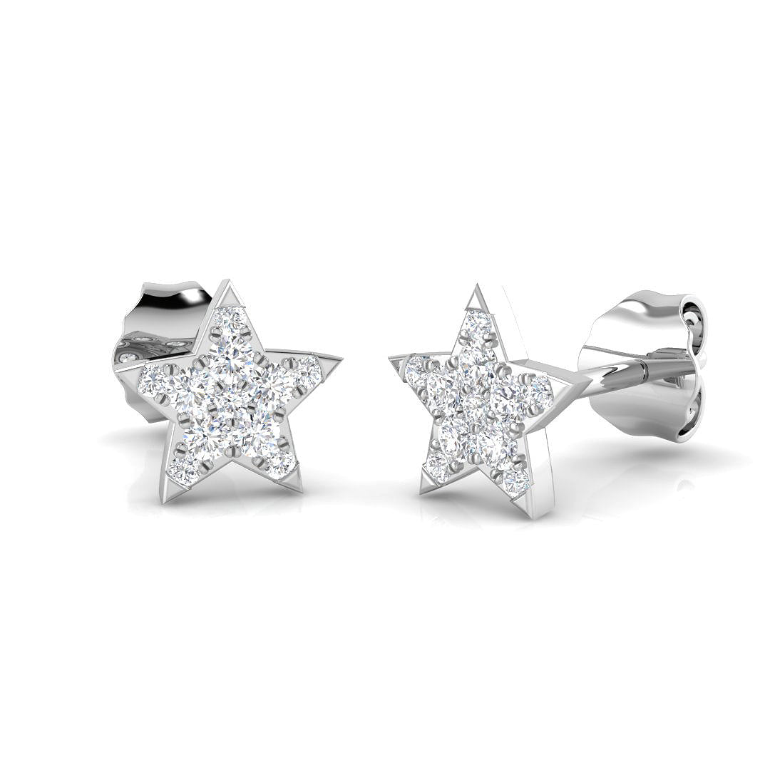 Star Stud Earrings White Gold