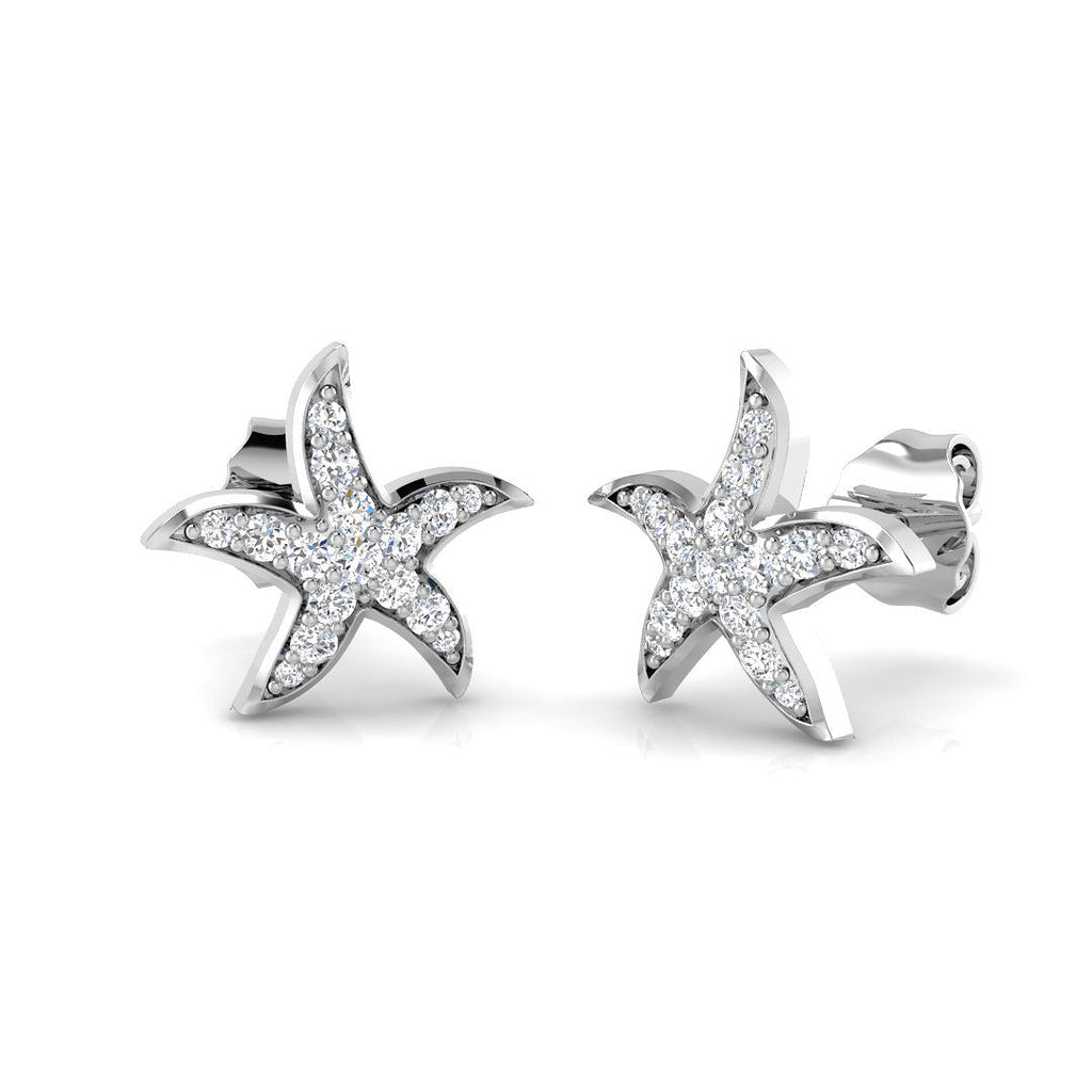 Starfish Stud Earrings White Gold