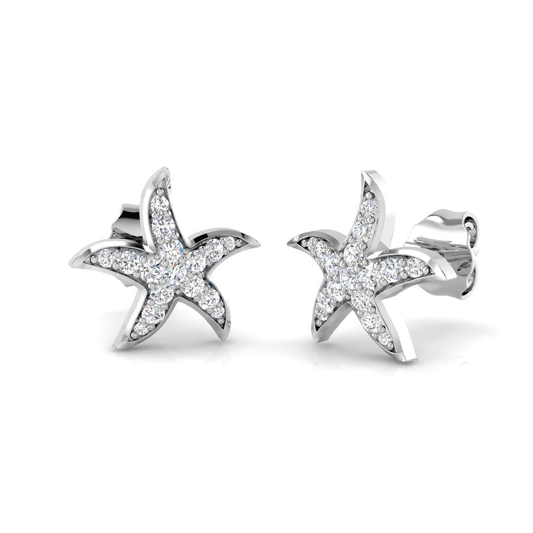 Starfish Stud Earrings White Gold