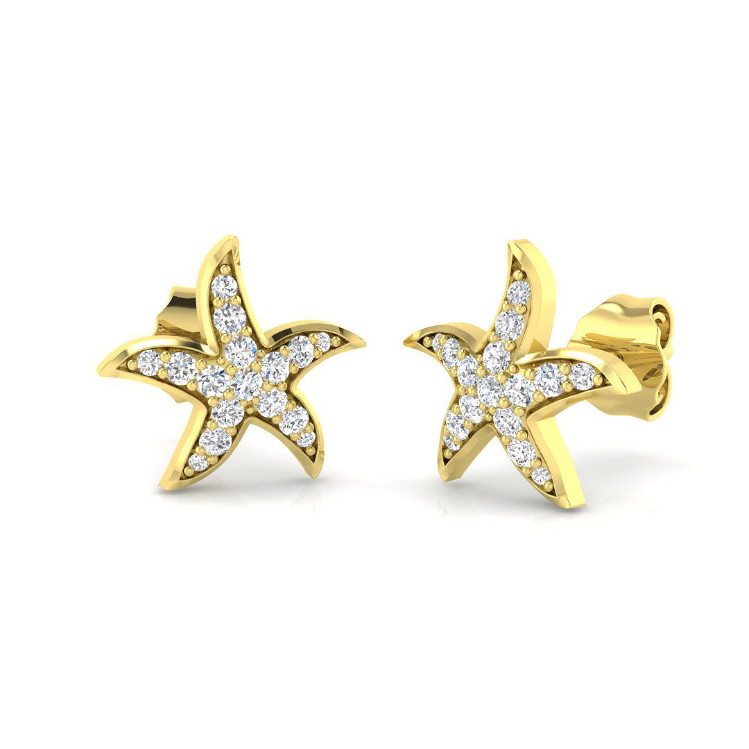 Starfish Stud Earrings Yellow Gold