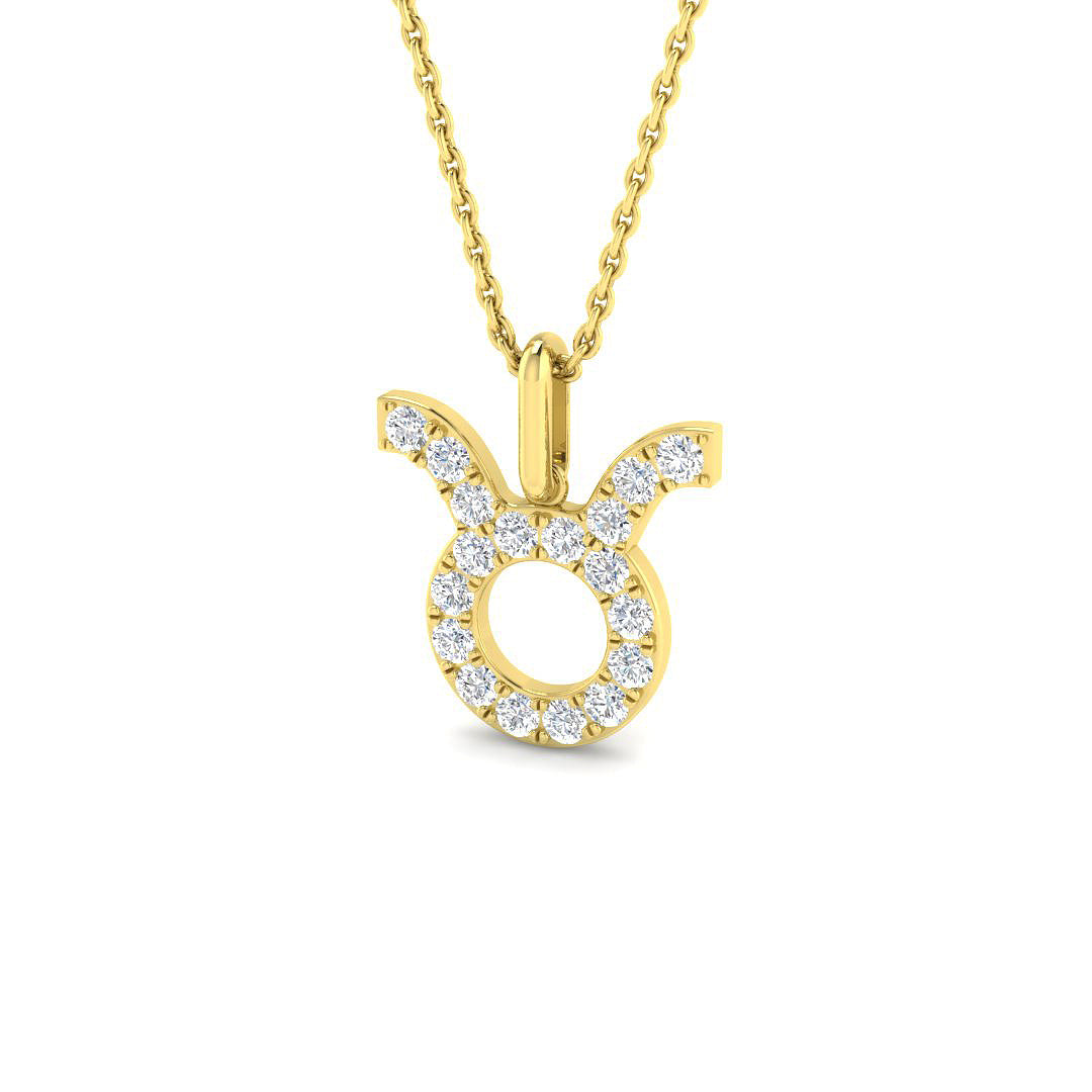 Taurus Zodiac Star Sign Lab Diamond Pendant 9ct Yellow Gold