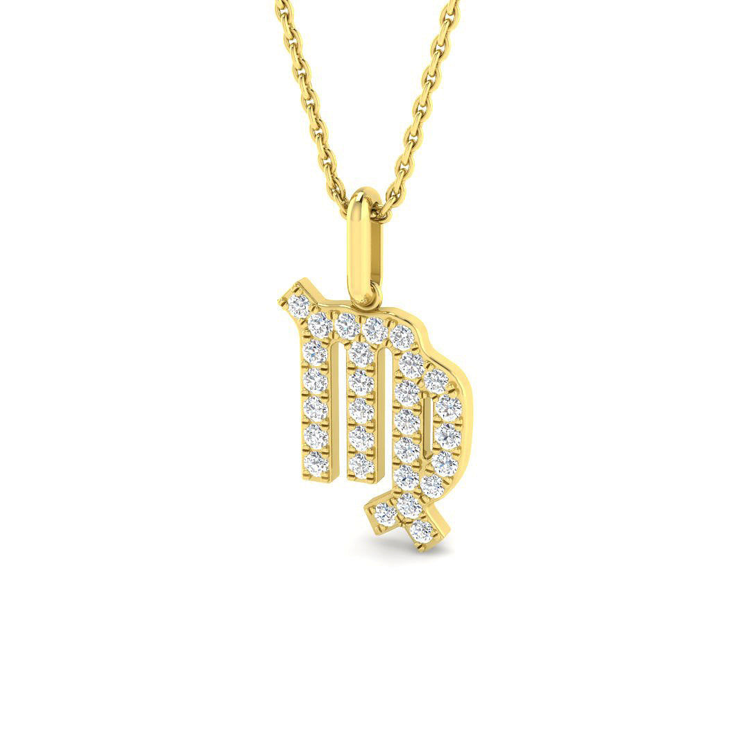 Virgo Zodiac Star Sign Lab Diamond Pendant 9ct Yellow Gold