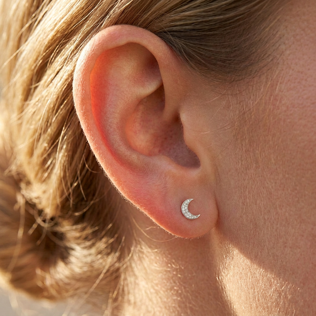 Half Moon Stud Earrings